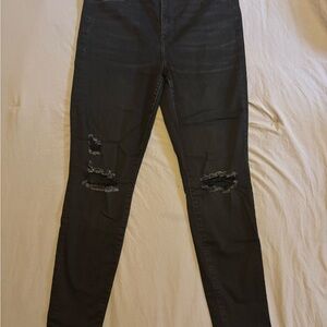 American Eagle Outfitters Black Skinny Distressed Jeans